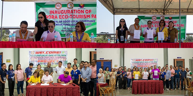 Signing and display of the Certificate of Turnover and Acceptance of the completed FY 2022 SGLG-IF project in Aurora (above) and the City of Cauayan (below).