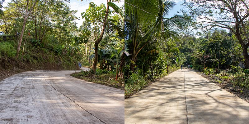 Some of the inaugurated farm-to-market roads at Brgy. Dissimungal (left) and Brgy. Sangbay (right) funded through the LGSF-SBDP of the NTF-ELCAC.